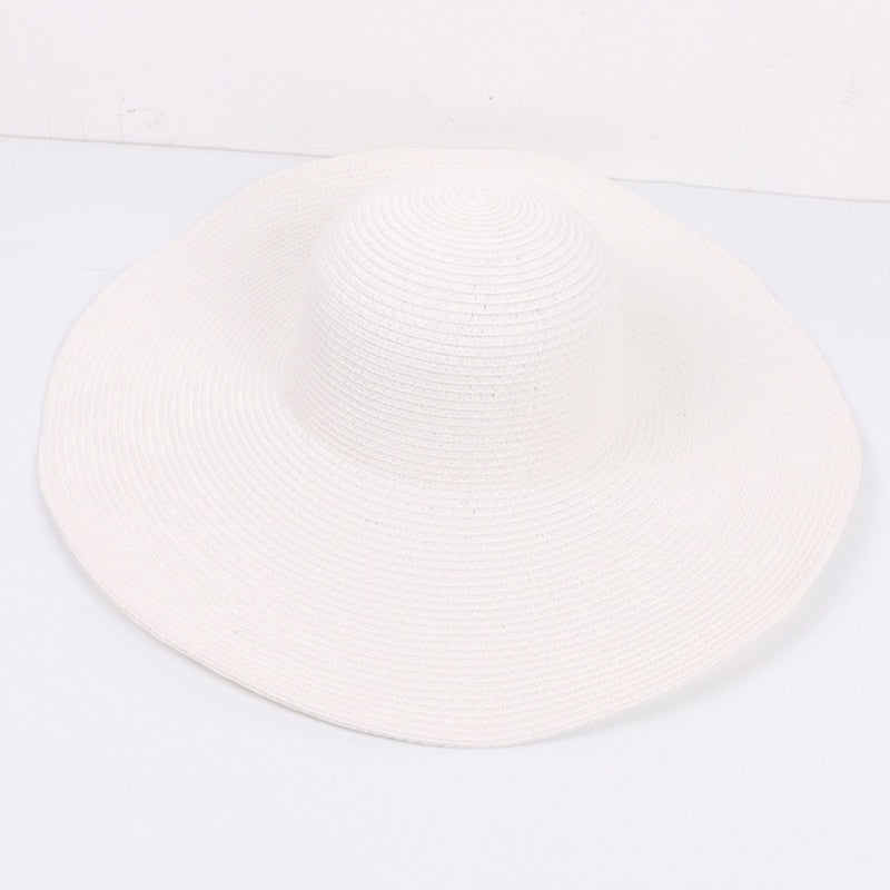 HT3062 Fashion Big Large Wide Brim Hat Solid Plain Floppy Beach Sun Hat Packable Summer Hats for Women Lady Straw Hat Beach Cap