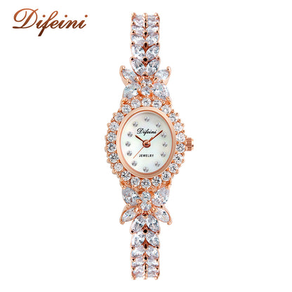 New Diamond Simple Iced Out Baguette Zircon quartz Watch Jewelry Female Watch Band Fancy Ladies Women's MOP Wrist Watches - Hiccupzz