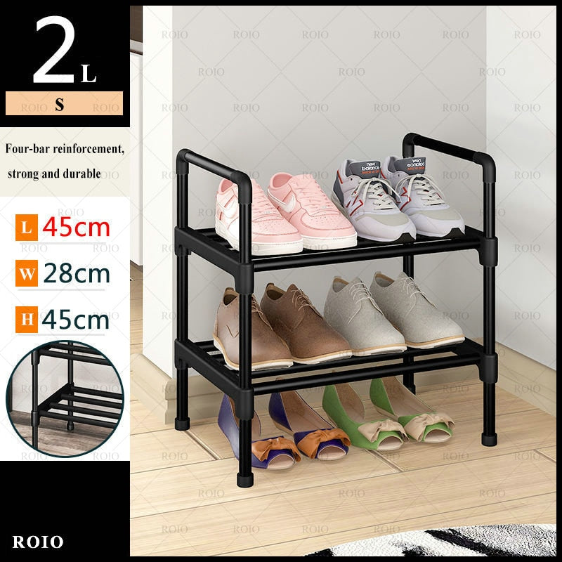 Simple Shoe Rack Metal Shoe Shelf Footwear Shoe Rack Living Room Space Saving Shoes Organizer Stand Holder Black Shoe Shelf