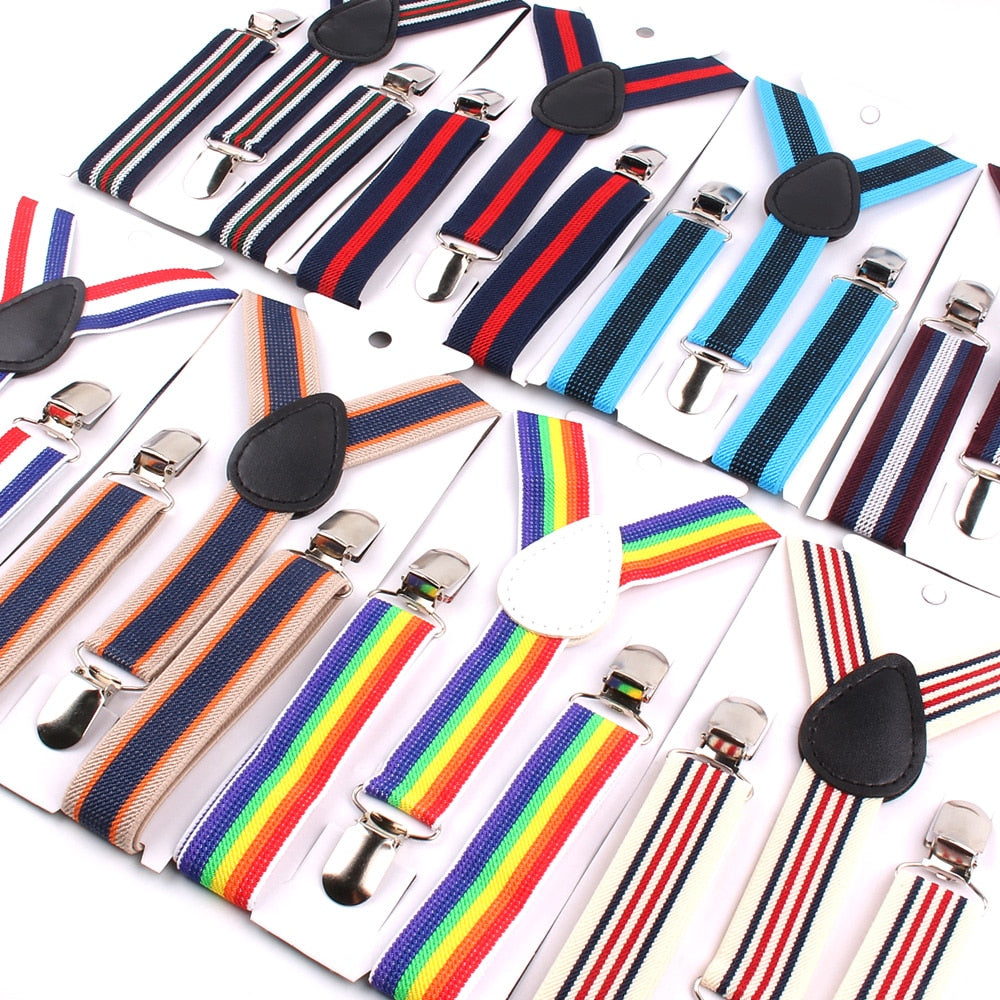 New Adjustable Kids Suspenders Elastic Striped Suspender Candy Color Children Braces Wedding Accessories Girls Boys Straps