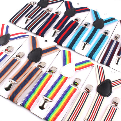 New Adjustable Kids Suspenders Elastic Striped Suspender Candy Color Children Braces Wedding Accessories Girls Boys Straps - Hiccupzz