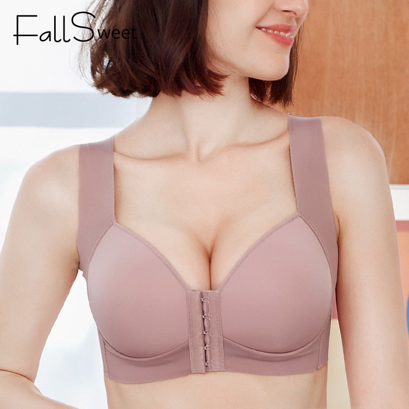 FallSweet  Front Closure Bras for Women Plus Size Underwear  Seamless Push Up Brassiere Vest Top Sexy Bra