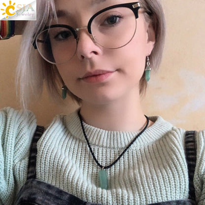 Hexagonal Reiki Natural Stone Crystal Earrings - Hiccupzz