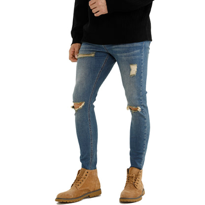 Free Sample Top Quality Side Pocket Ripped Jeans Original Stretch Denim Jeans Mens - Hiccupzz