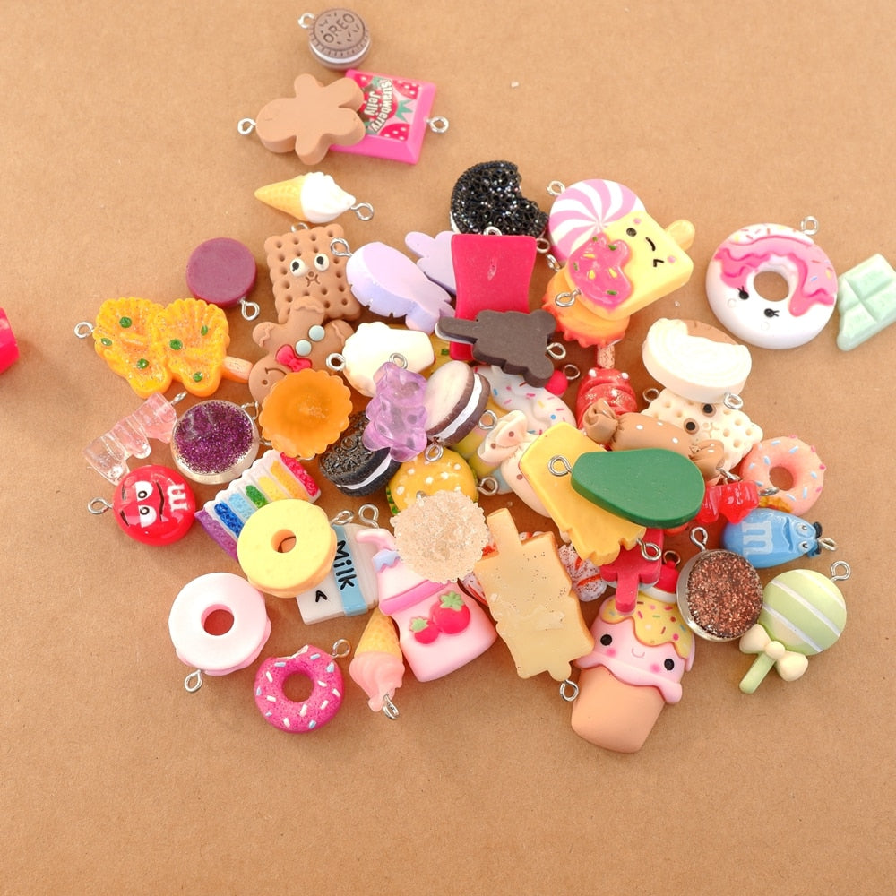 20/30/60/100Pcs/lot By Random Cake Candy Food Charms For Jewelry