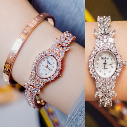 New Diamond Simple Iced Out Baguette Zircon quartz Watch Jewelry Female Watch Band Fancy Ladies Women's MOP Wrist Watches - Hiccupzz