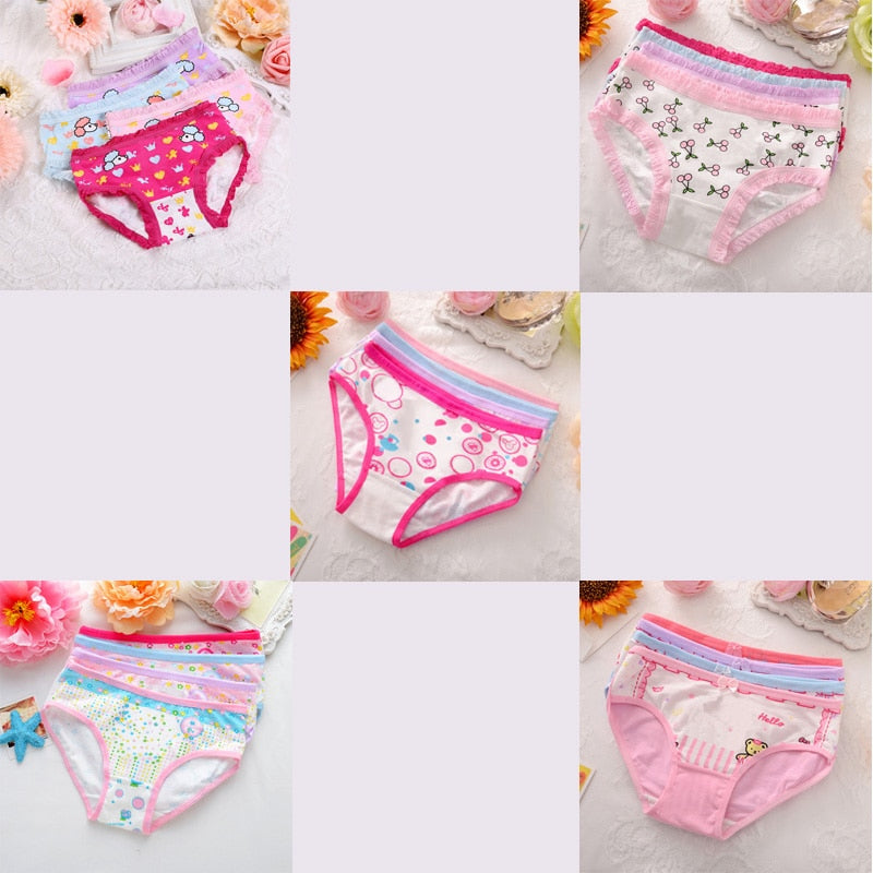 4 Pieces/Lot 2-10Y Underwear Cotton Panties for Girls