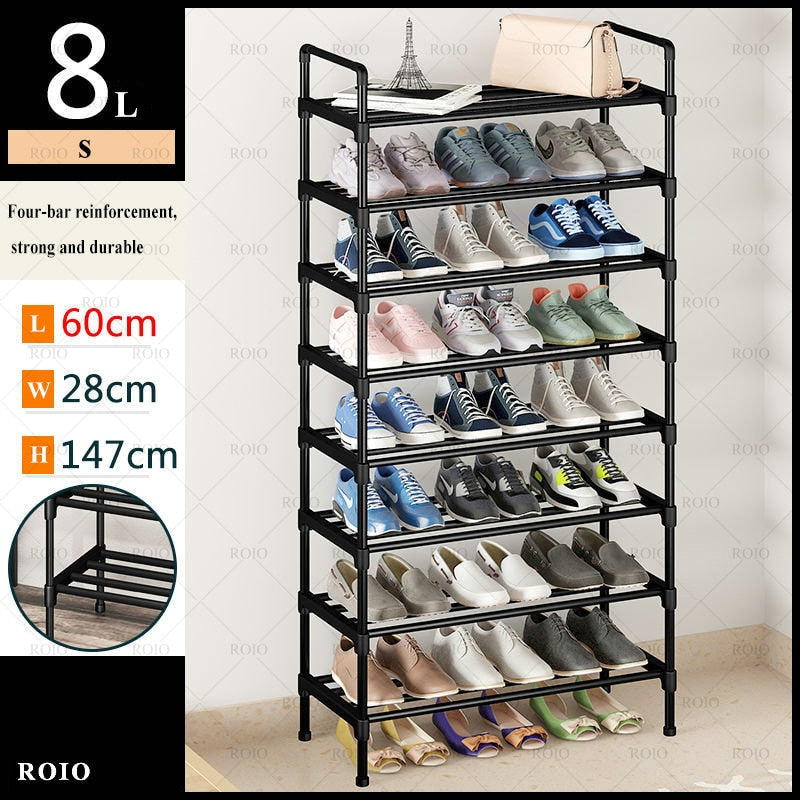 Simple Shoe Rack Metal Shoe Shelf Footwear Shoe Rack Living Room Space Saving Shoes Organizer Stand Holder Black Shoe Shelf