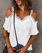 New V-neck Stitching Women's Short Sleeve Lace Loose Camisole - Hiccupzz