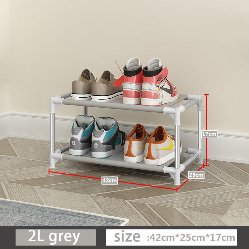 Simple Shoe Rack Metal Shoe Shelf Footwear Shoe Rack Living Room Space Saving Shoes Organizer Stand Holder Black Shoe Shelf