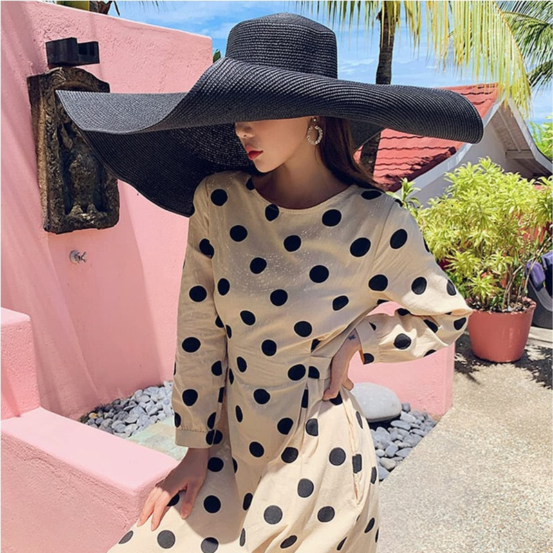 70cm Oversized  Wide Brim Sun Hat Travel  Large UV Protection Beach Straw Hats Women Summer Floppy Foldable Chapeaux Wholesale