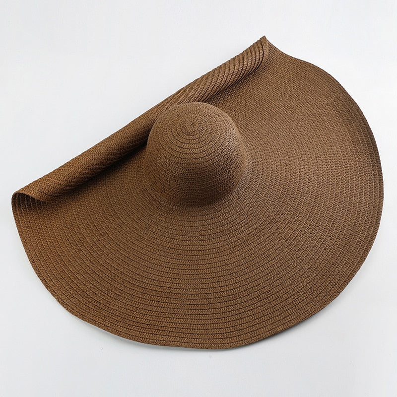 70cm Oversized  Wide Brim Sun Hat Travel  Large UV Protection Beach Straw Hats Women Summer Floppy Foldable Chapeaux Wholesale