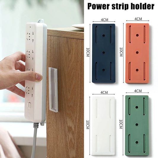 Wall-Mounted Plug Fixer Sticker Punch-free Home Self-Adhesive Socket Fixer Cable Wire Organizer Seamless Power Strip Holder