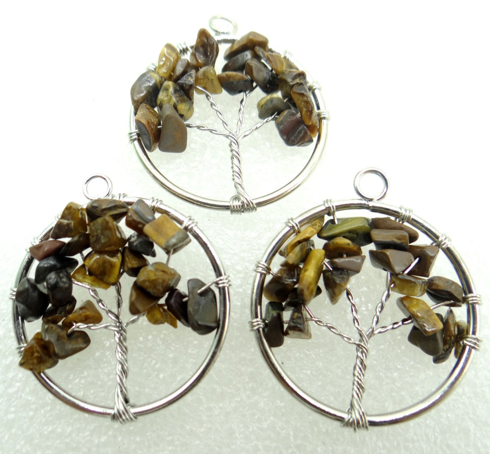 Natural Gem Stone Quartz Crystal 7 Chakras Tiger Eye