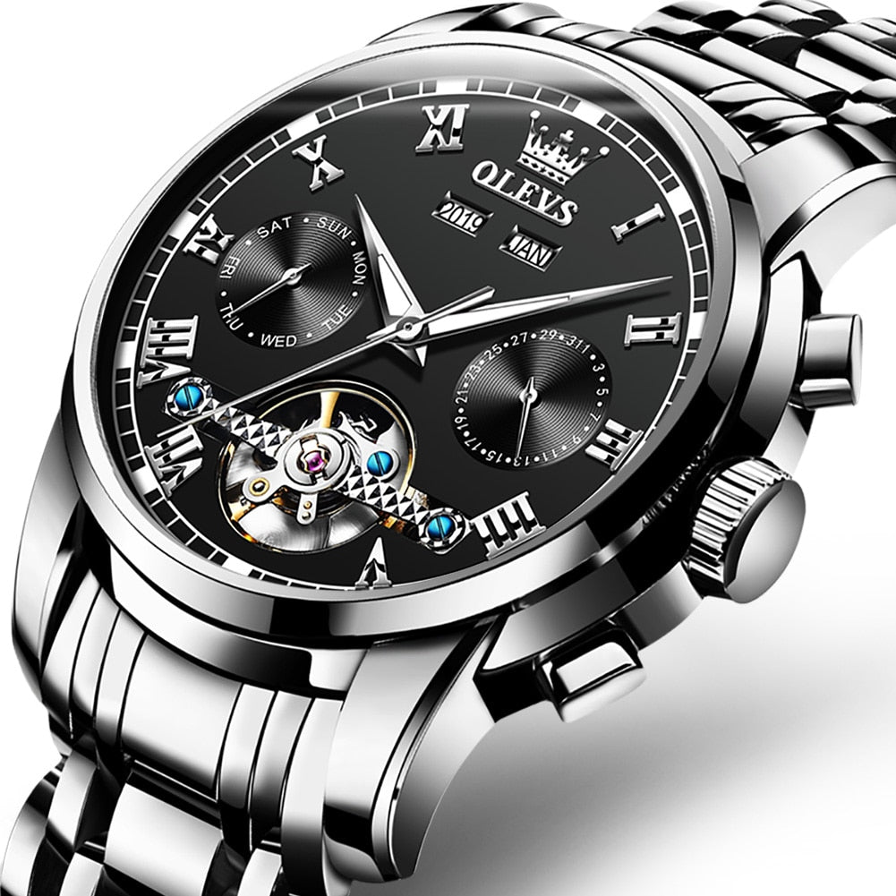 Mechanical Automatic Stainless Steel Waterproof Luminous Watch for Men