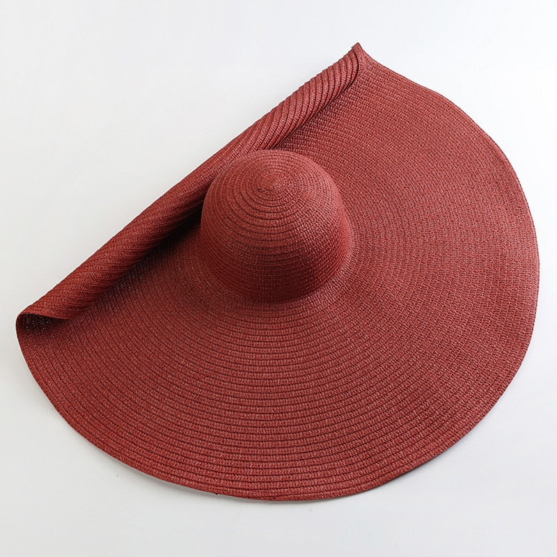 70cm Oversized  Wide Brim Sun Hat Travel  Large UV Protection Beach Straw Hats Women Summer Floppy Foldable Chapeaux Wholesale