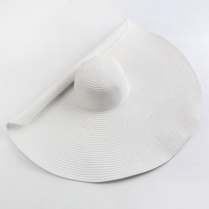 70cm Oversized  Wide Brim Sun Hat Travel  Large UV Protection Beach Straw Hats Women Summer Floppy Foldable Chapeaux Wholesale