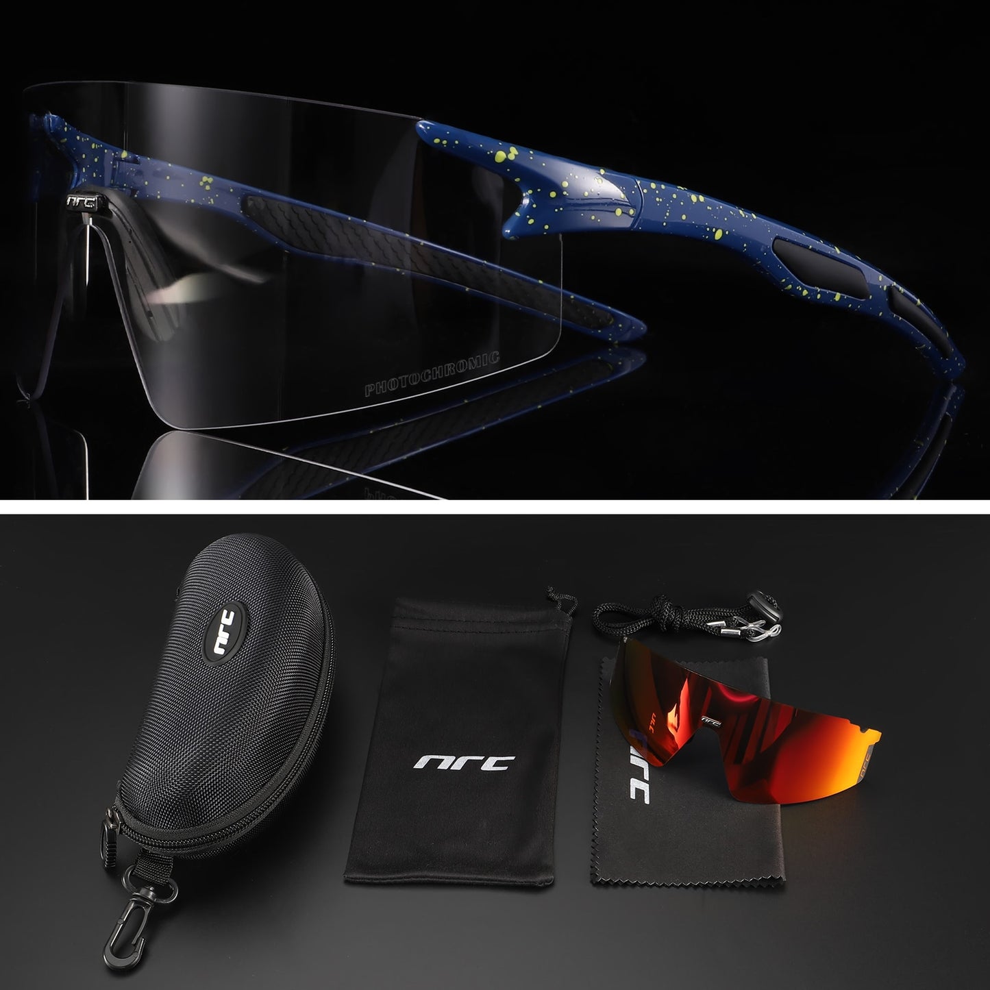 NRC 3 Lens UV400 Cycling Sunglasses TR90 Sports Bicycle Glasses MTB Mountain Bike Fishing Hiking Riding Eyewear for men women