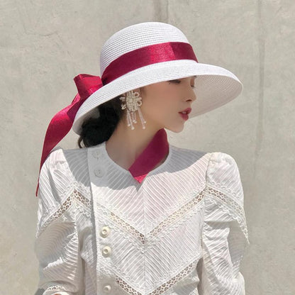 Summer hat new female sun hat folding beach hat big brim travel sunscreen Hepburn wind sun hat travel - Hiccupzz