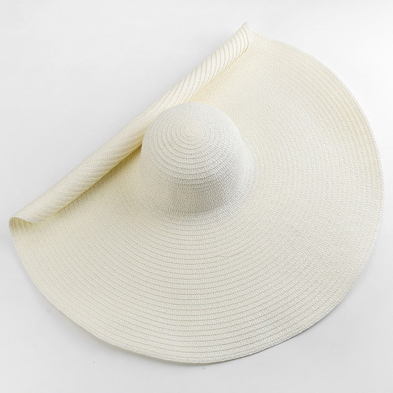 70cm Oversized  Wide Brim Sun Hat Travel  Large UV Protection Beach Straw Hats Women Summer Floppy Foldable Chapeaux Wholesale