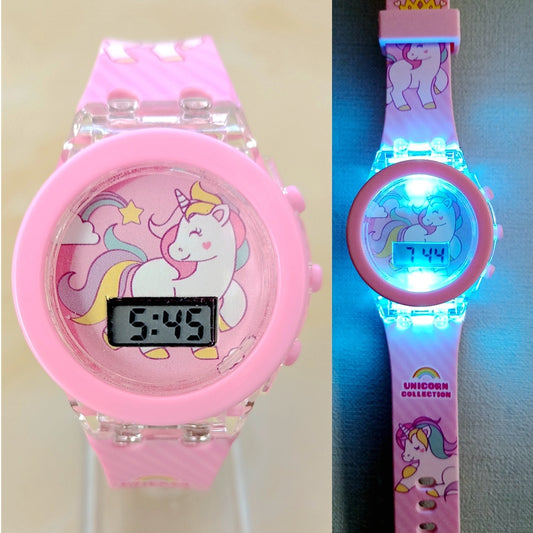 Children Cartoon Digital Flash Light Watches for Girls