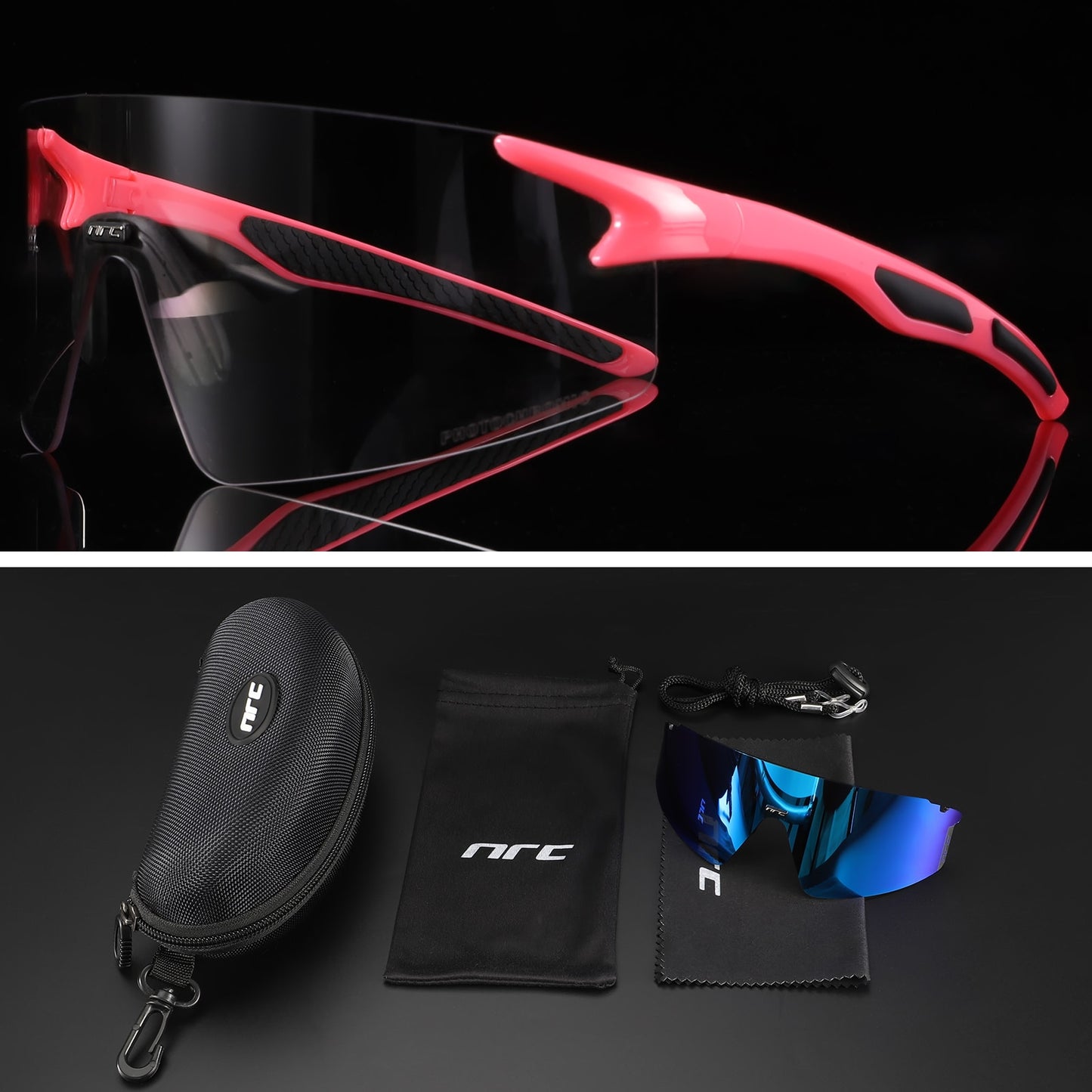 NRC 3 Lens UV400 Cycling Sunglasses TR90 Sports Bicycle Glasses MTB Mountain Bike Fishing Hiking Riding Eyewear for men women