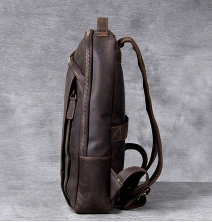 Vintage Crazy Horse Genuine Leather Backpack for Men - Hiccupzz