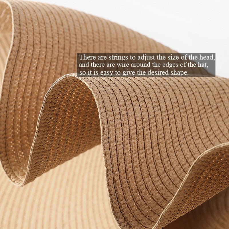 70cm Oversized  Wide Brim Sun Hat Travel  Large UV Protection Beach Straw Hats Women Summer Floppy Foldable Chapeaux Wholesale