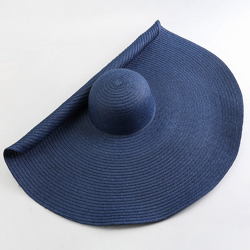 70cm Oversized  Wide Brim Sun Hat Travel  Large UV Protection Beach Straw Hats Women Summer Floppy Foldable Chapeaux Wholesale