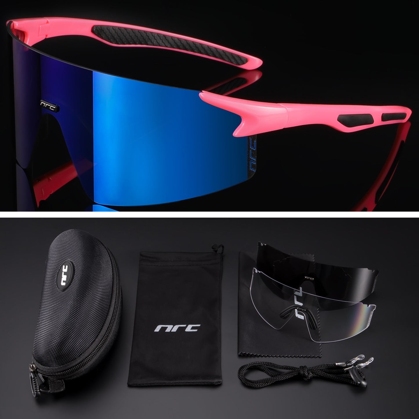 NRC 3 Lens UV400 Cycling Sunglasses TR90 Sports Bicycle Glasses MTB Mountain Bike Fishing Hiking Riding Eyewear for men women