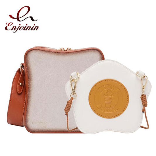 Fun Toast Design Crossbody Bag Pu Leather Fashion Women Purses 2023 New