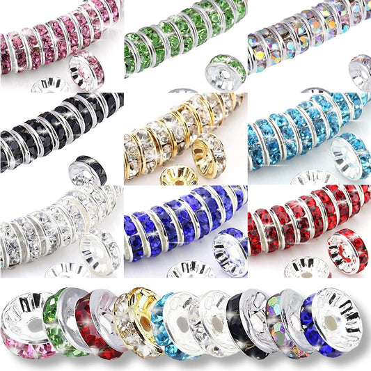 50pcs/lot  Crystal Round Loose Spacer Beads for DIY Making Bracelet Necklace Accessories