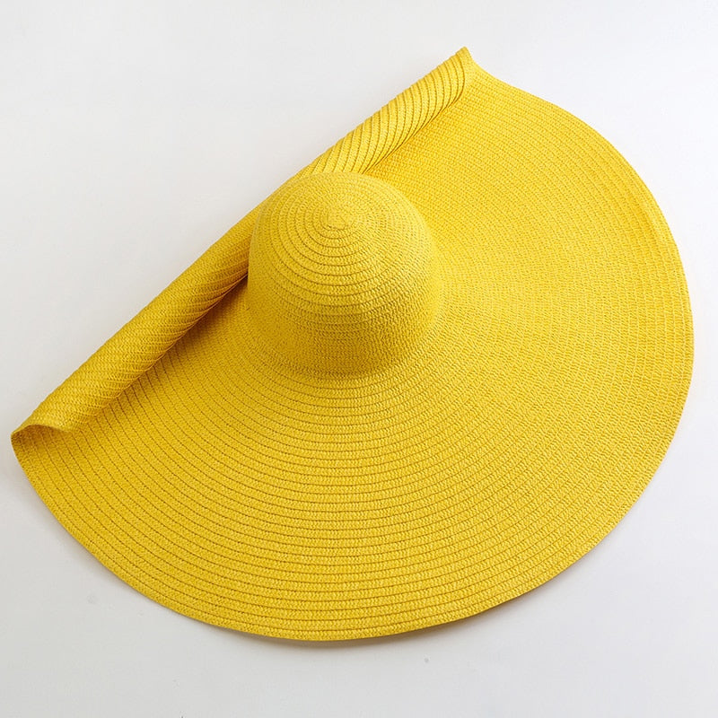 70cm Oversized  Wide Brim Sun Hat Travel  Large UV Protection Beach Straw Hats Women Summer Floppy Foldable Chapeaux Wholesale