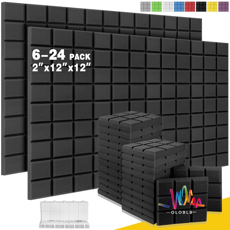 Self-Adhesive Acoustic Panels 6/12/24pcs Sound-absorbing Panels With Beveled Edge 9 Block Tiles Sound Insulation Soundproof Foam