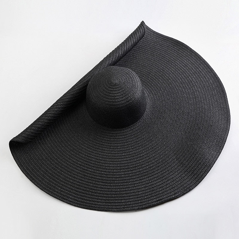 70cm Oversized  Wide Brim Sun Hat Travel  Large UV Protection Beach Straw Hats Women Summer Floppy Foldable Chapeaux Wholesale