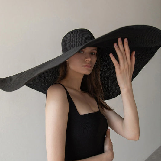 70cm Oversized  Wide Brim Sun Hat Travel  Large UV Protection Beach Straw Hats Women Summer Floppy Foldable Chapeaux Wholesale