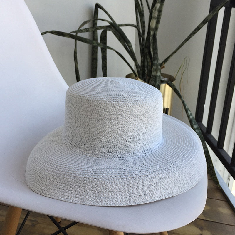 Summer hat new female sun hat folding beach hat big brim travel sunscreen Hepburn wind sun hat travel