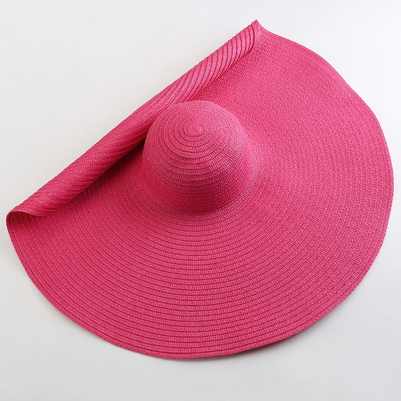 70cm Oversized  Wide Brim Sun Hat Travel  Large UV Protection Beach Straw Hats Women Summer Floppy Foldable Chapeaux Wholesale