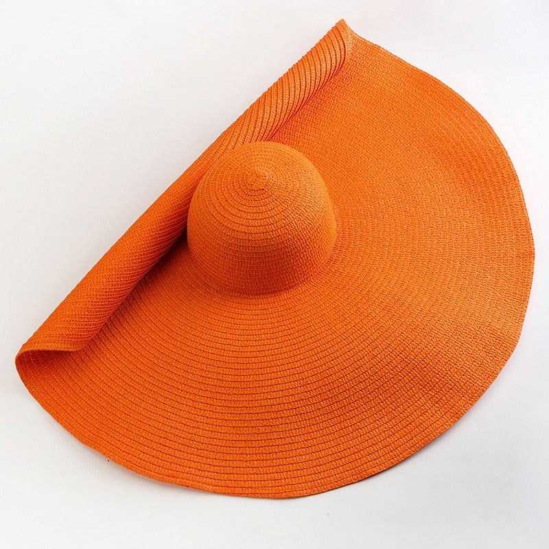 70cm Oversized  Wide Brim Sun Hat Travel  Large UV Protection Beach Straw Hats Women Summer Floppy Foldable Chapeaux Wholesale