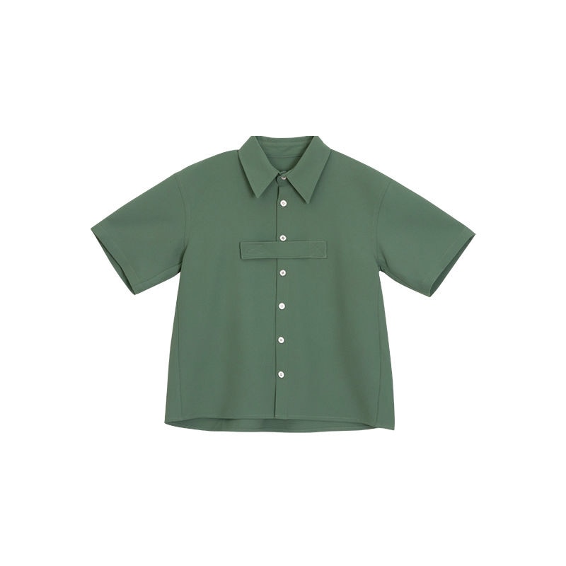 Boys Smog Green Preppy Style Suit Children 'S Summer Clothing Girls Fried Street Fashionable Short Sleeve Shirt