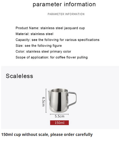 Stainless Steel Milk Frothing Pitcher Espresso Steaming Coffee Barista Latte Frother Cup Cappuccino Milk Jug Cream Froth Pitcher - Hiccupzz