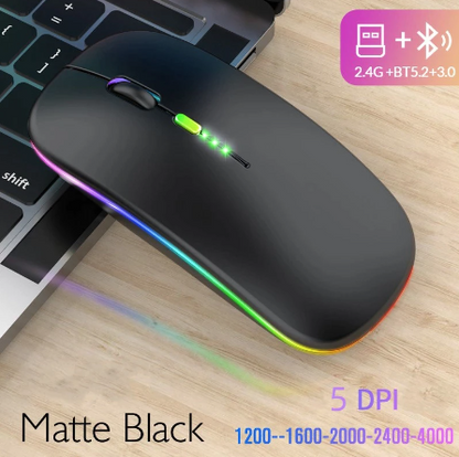 New Bluetooth Wireless Mouse with USB Rechargeable RGB Mouse for Computer Laptop PC Macbook Gaming Mouse Gamer 2.4GHz Portable M - Hiccupzz