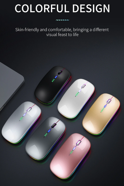 New Bluetooth Wireless Mouse with USB Rechargeable RGB Mouse for Computer Laptop PC Macbook Gaming Mouse Gamer 2.4GHz Portable M - Hiccupzz