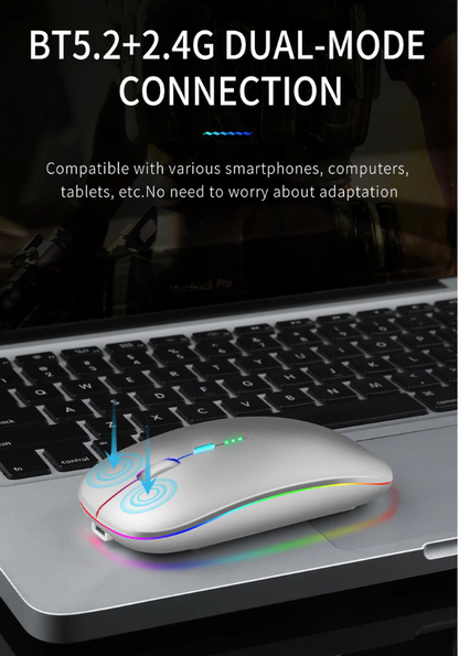 New Bluetooth Wireless Mouse with USB Rechargeable RGB Mouse for Computer Laptop PC Macbook Gaming Mouse Gamer 2.4GHz Portable M - Hiccupzz