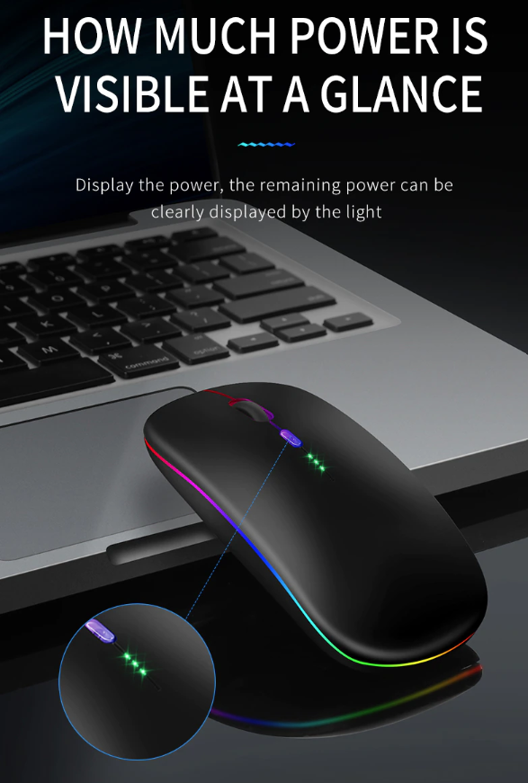 New Bluetooth Wireless Mouse with USB Rechargeable RGB Mouse for Computer Laptop PC Macbook Gaming Mouse Gamer 2.4GHz Portable M