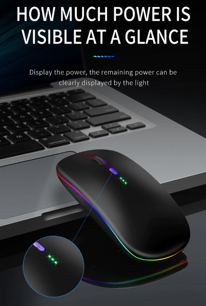 New Bluetooth Wireless Mouse with USB Rechargeable RGB Mouse for Computer Laptop PC Macbook Gaming Mouse Gamer 2.4GHz Portable M - Hiccupzz