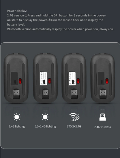 New Bluetooth Wireless Mouse with USB Rechargeable RGB Mouse for Computer Laptop PC Macbook Gaming Mouse Gamer 2.4GHz Portable M - Hiccupzz