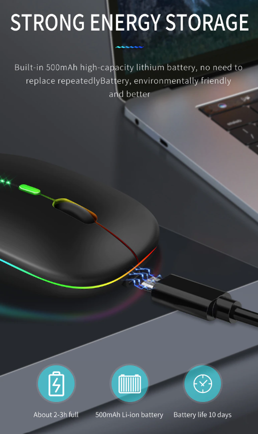 New Bluetooth Wireless Mouse with USB Rechargeable RGB Mouse for Computer Laptop PC Macbook Gaming Mouse Gamer 2.4GHz Portable M