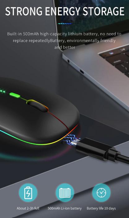 New Bluetooth Wireless Mouse with USB Rechargeable RGB Mouse for Computer Laptop PC Macbook Gaming Mouse Gamer 2.4GHz Portable M - Hiccupzz