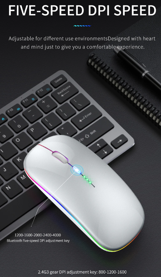 New Bluetooth Wireless Mouse with USB Rechargeable RGB Mouse for Computer Laptop PC Macbook Gaming Mouse Gamer 2.4GHz Portable M